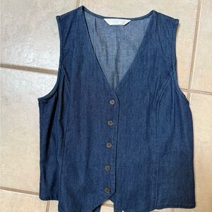 LC Lauren Conrad Navy Sleeveless Button-Up Top